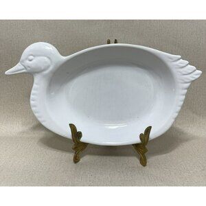 Vintage White Ceramic Duck Platter Kitschy 1980s 13 Inch